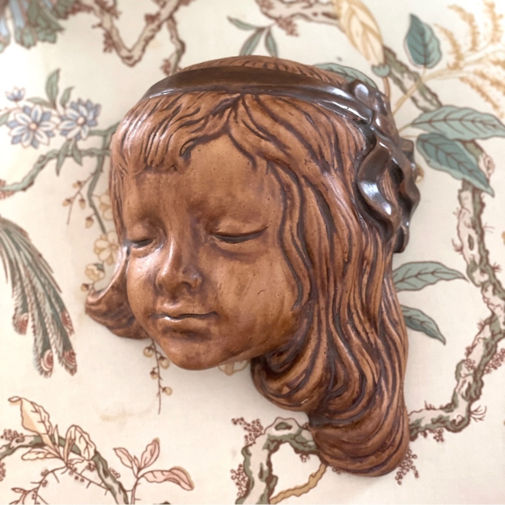 Vintage Wood Carving of a Little Girl Achatit Made in Germany